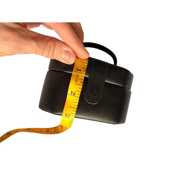 Black Faux Leather Jewelry Box With Mirror & Initial E Monogram - Travel Size 5" - Picture 6 of 9